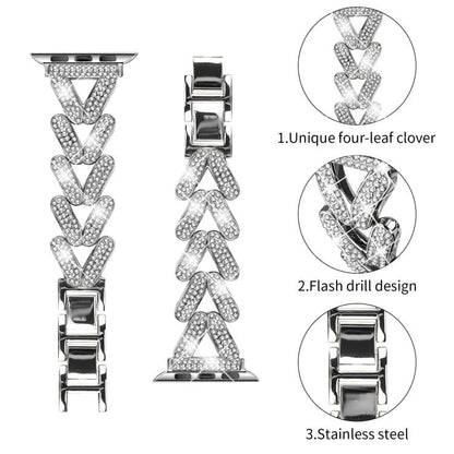 xDfind Small Twist Diamond Metal Watch Band, For Apple Watch 42 / 44 / 45 / 46 / 49mm 20mm, For Apple Watch 38 / 40 / 41 / S10 42mm 20mm