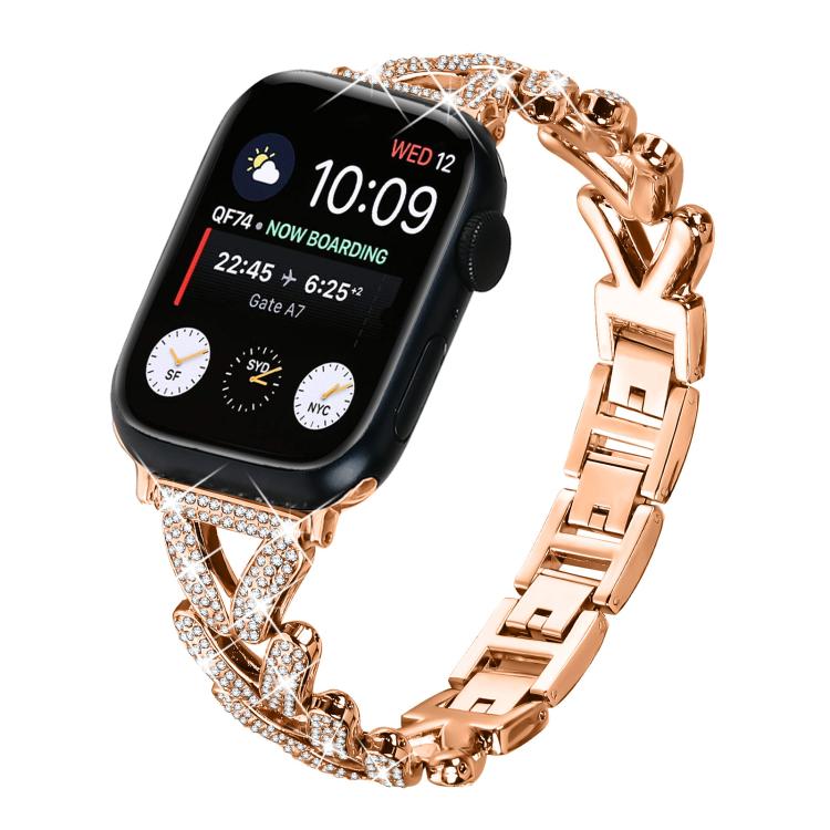 xDfind Small Twist Diamond Metal Watch Band, For Apple Watch 42 / 44 / 45 / 46 / 49mm 20mm, For Apple Watch 38 / 40 / 41 / S10 42mm 20mm