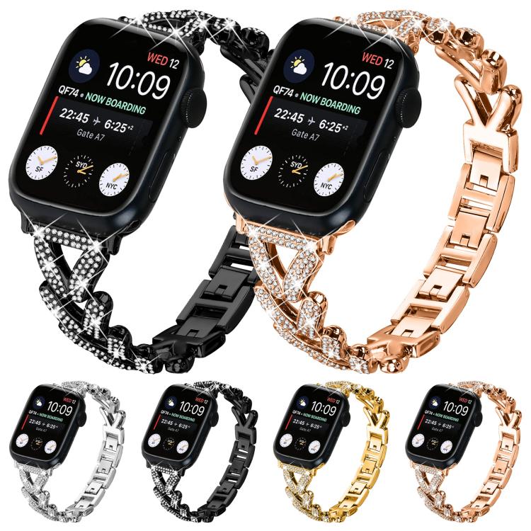 xDfind Small Twist Diamond Metal Watch Band, For Apple Watch 42 / 44 / 45 / 46 / 49mm 20mm, For Apple Watch 38 / 40 / 41 / S10 42mm 20mm
