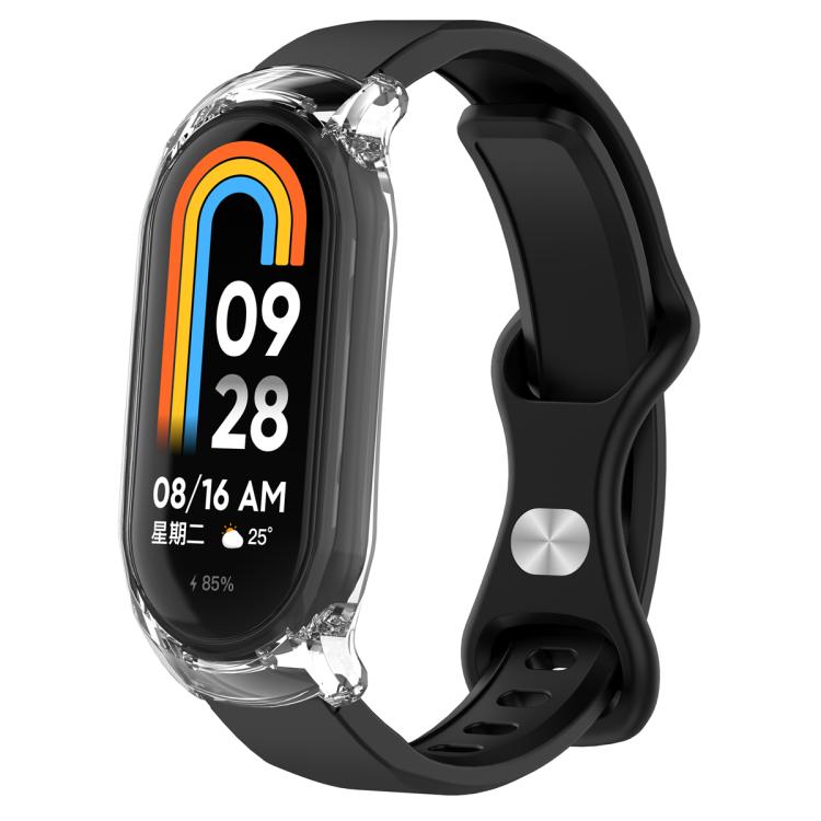 Butterfly Buckle Silicone Watch Band with Transparent Case, For Xiaomi Smart Band 9 / 9 NFC, For Xiaomi Mi Band 8