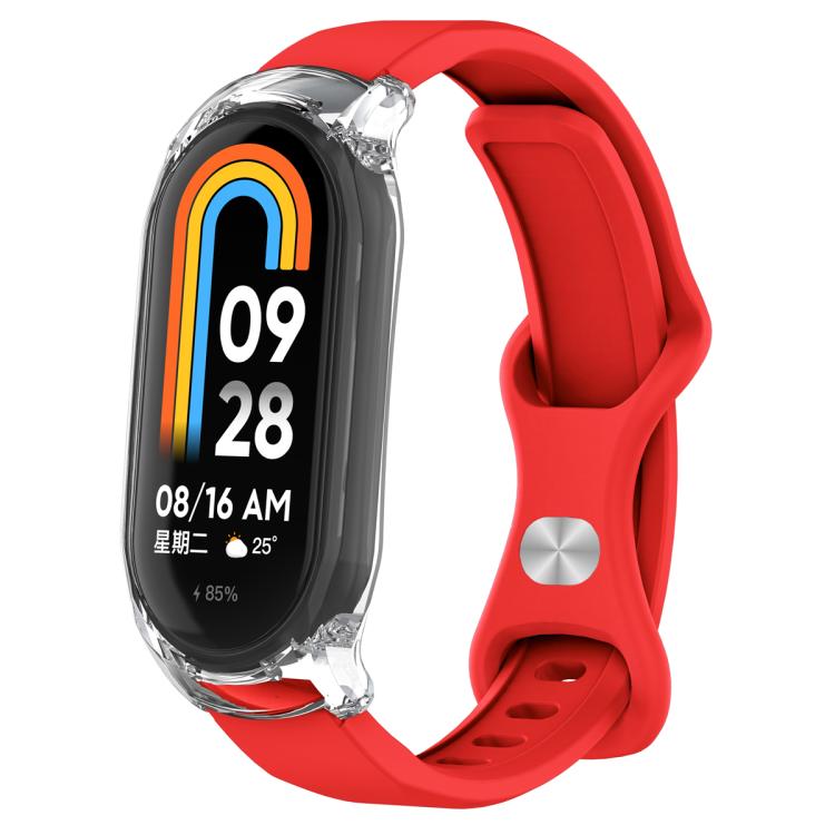 Butterfly Buckle Silicone Watch Band with Transparent Case, For Xiaomi Smart Band 9 / 9 NFC, For Xiaomi Mi Band 8