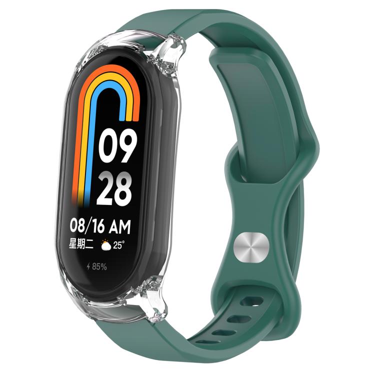 Butterfly Buckle Silicone Watch Band with Transparent Case, For Xiaomi Smart Band 9 / 9 NFC, For Xiaomi Mi Band 8