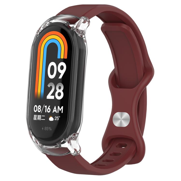Butterfly Buckle Silicone Watch Band with Transparent Case, For Xiaomi Smart Band 9 / 9 NFC, For Xiaomi Mi Band 8