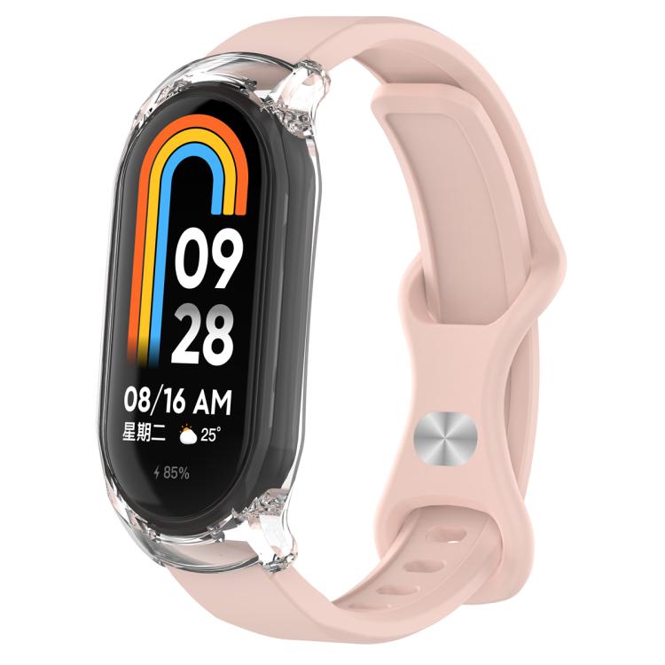 Butterfly Buckle Silicone Watch Band with Transparent Case, For Xiaomi Smart Band 9 / 9 NFC, For Xiaomi Mi Band 8