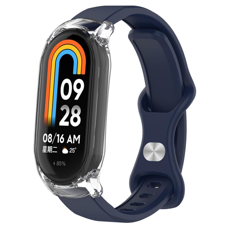 Butterfly Buckle Silicone Watch Band with Transparent Case, For Xiaomi Smart Band 9 / 9 NFC, For Xiaomi Mi Band 8
