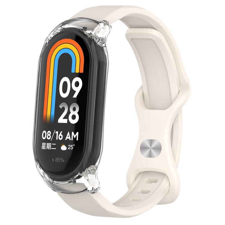 Butterfly Buckle Silicone Watch Band with Transparent Case, For Xiaomi Smart Band 9 / 9 NFC, For Xiaomi Mi Band 8