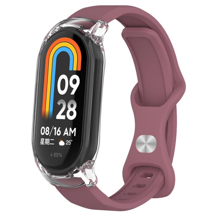 Butterfly Buckle Silicone Watch Band with Transparent Case, For Xiaomi Smart Band 9 / 9 NFC, For Xiaomi Mi Band 8