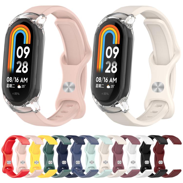 Butterfly Buckle Silicone Watch Band with Transparent Case, For Xiaomi Smart Band 9 / 9 NFC, For Xiaomi Mi Band 8