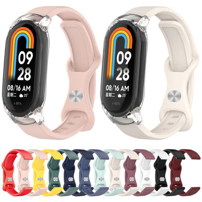Butterfly Buckle Silicone Watch Band with Transparent Case, For Xiaomi Smart Band 9 / 9 NFC, For Xiaomi Mi Band 8