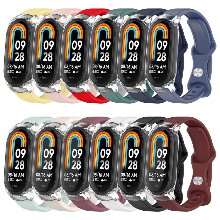 Butterfly Buckle Silicone Watch Band with Transparent Case, For Xiaomi Smart Band 9 / 9 NFC, For Xiaomi Mi Band 8