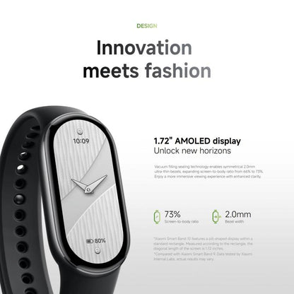Original Xiaomi Smart Band 10, 1.72 inch AMOLED Screen 5ATM Waterproof Smart Watch, Support Blood Oxygen / Heart Rate Monitor, Smart Band 10 Black
