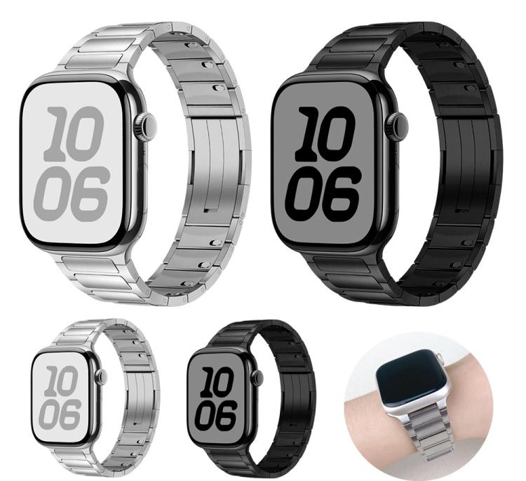 Tri-beads Side-detachable Buckle Stainless Steel Watch Band, For Apple Watch 46mm / 49mm / 45mm / 44mm, For Apple Watch 42mm / 41mm / 40mm / 38mm
