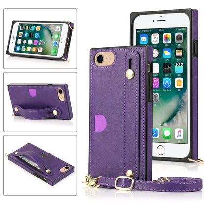 Wrist Strap PU+TPU Shockproof Protective Case with Crossbody Lanyard & Holder & Card Slot, For iPhone 6, For iPhone 7 / 8 / SE 2020, For iPhone 6 Plus, For iPhone 8 Plus / 7 Plus, For iPhone XS / X, For iPhone XR, For iPhone XS Max, For iPhone 11      ...