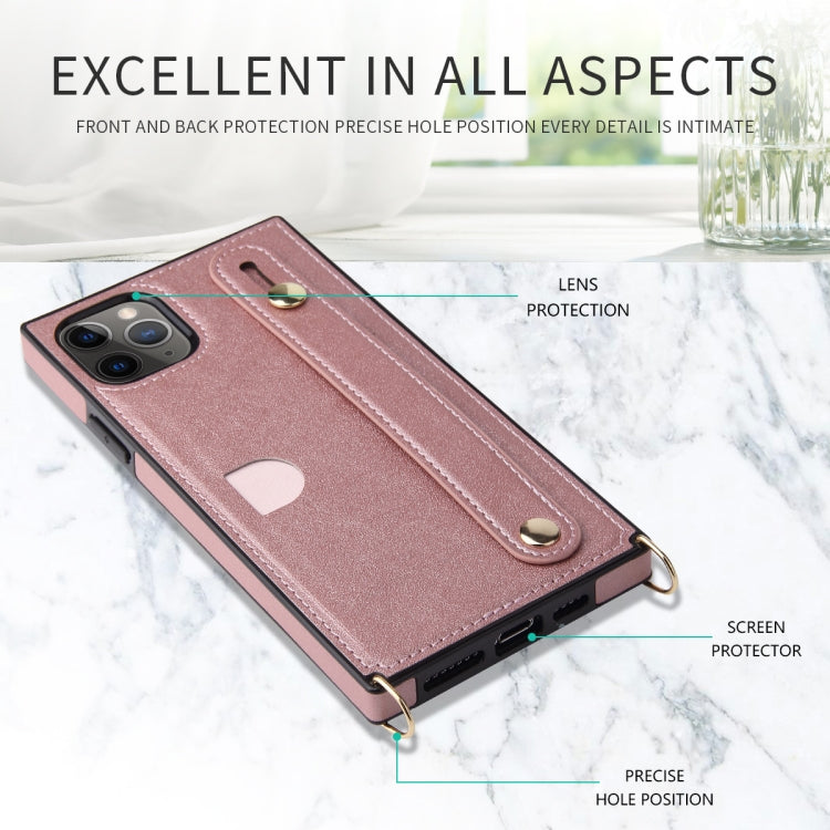 Wrist Strap PU+TPU Shockproof Protective Case with Crossbody Lanyard & Holder & Card Slot, For iPhone 11 Pro Max