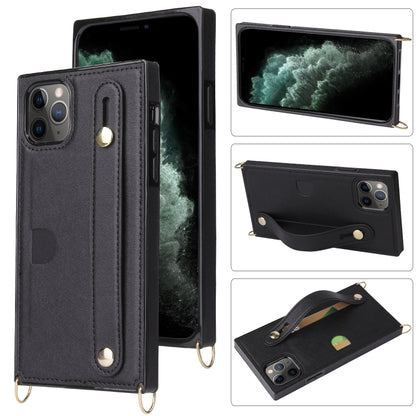 Wrist Strap PU+TPU Shockproof Protective Case with Crossbody Lanyard & Holder & Card Slot, For iPhone 11 Pro Max