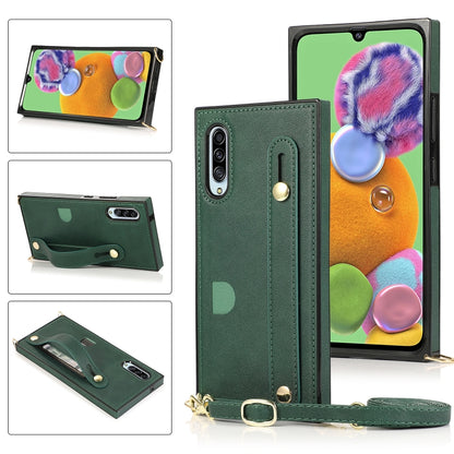 Wrist Strap PU+TPU Shockproof Protective Case with Crossbody Lanyard & Holder & Card Slot, For Samsung Galaxy A90 5G, For Samsung Galaxy Note9, For Samsung Galaxy Note 10, For Samsung Galaxy Note 10 Pro, For Samsung Galaxy S9, For Samsung Galaxy S9 Plu...