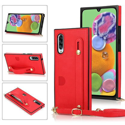 Wrist Strap PU+TPU Shockproof Protective Case with Crossbody Lanyard & Holder & Card Slot, For Samsung Galaxy A90 5G, For Samsung Galaxy Note9, For Samsung Galaxy Note 10, For Samsung Galaxy Note 10 Pro, For Samsung Galaxy S9, For Samsung Galaxy S9 Plu...