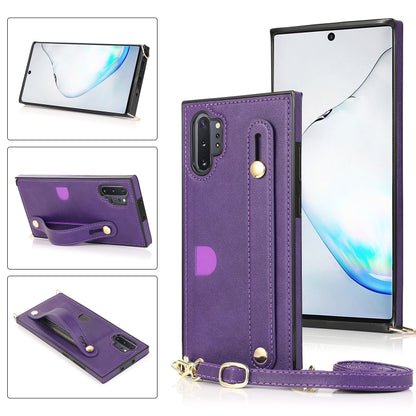 Wrist Strap PU+TPU Shockproof Protective Case with Crossbody Lanyard & Holder & Card Slot, For Samsung Galaxy A90 5G, For Samsung Galaxy Note9, For Samsung Galaxy Note 10, For Samsung Galaxy Note 10 Pro, For Samsung Galaxy S9, For Samsung Galaxy S9 Plu...