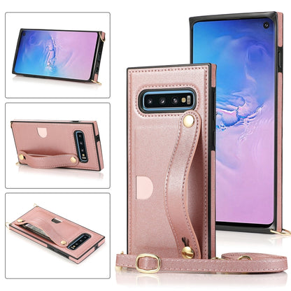 Wrist Strap PU+TPU Shockproof Protective Case with Crossbody Lanyard & Holder & Card Slot, For Samsung Galaxy A90 5G, For Samsung Galaxy Note9, For Samsung Galaxy Note 10, For Samsung Galaxy Note 10 Pro, For Samsung Galaxy S9, For Samsung Galaxy S9 Plu...