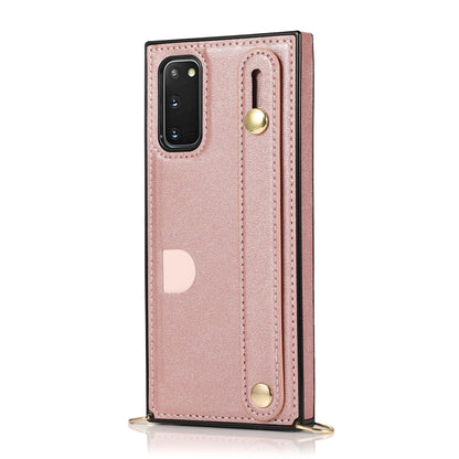 Wrist Strap PU+TPU Shockproof Protective Case with Crossbody Lanyard & Holder & Card Slot, For Samsung Galaxy S20, For Samsung Galaxy S20 Plus, For Samsung Galaxy S20 Ultra