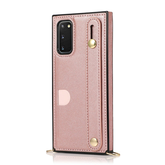 Wrist Strap PU+TPU Shockproof Protective Case with Crossbody Lanyard & Holder & Card Slot, For Samsung Galaxy S20, For Samsung Galaxy S20 Plus, For Samsung Galaxy S20 Ultra