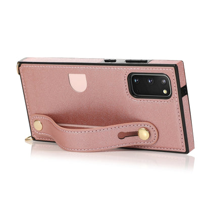 Wrist Strap PU+TPU Shockproof Protective Case with Crossbody Lanyard & Holder & Card Slot, For Samsung Galaxy S20, For Samsung Galaxy S20 Plus, For Samsung Galaxy S20 Ultra