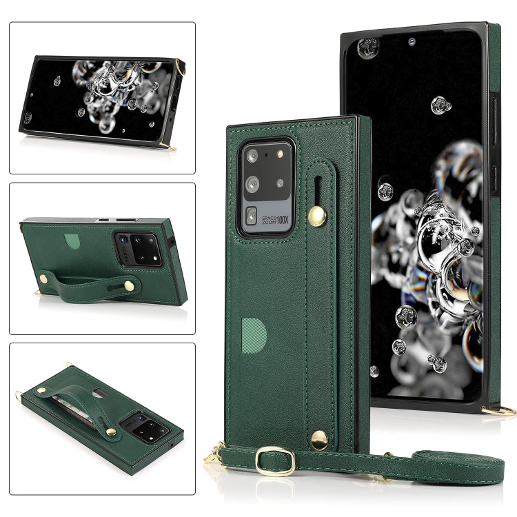 Wrist Strap PU+TPU Shockproof Protective Case with Crossbody Lanyard & Holder & Card Slot, For Samsung Galaxy S20, For Samsung Galaxy S20 Plus, For Samsung Galaxy S20 Ultra