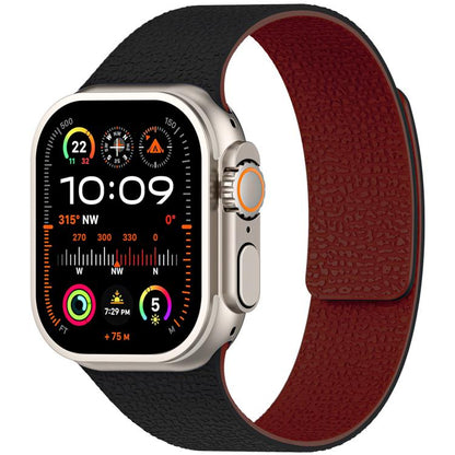 xDfind Litchi Texture Magnetic Silicone Watch Band, For Apple Watch 42 / 44 / 45 / 46 / 49mm, For Apple Watch 38 / 40 / 41 / S10 42mm