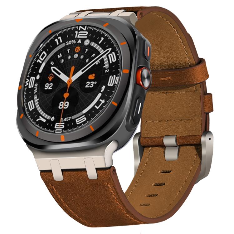 Crazy Horse Leather Watch Band, For Samsung Galaxy Watch8 / Watch8 Classic