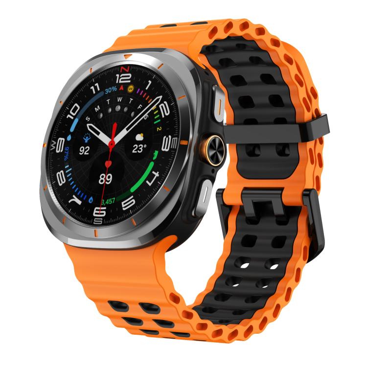 xDfind Black Buckle Ocean Two Color Dual-row Hole Silicone Watch Band, For Samsung Galaxy Watch Ultra 47mm / Ultra 2025, For Samsung Galaxy Watch8 / 8 Classic