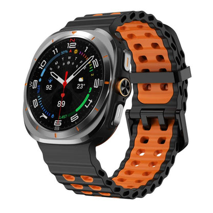 xDfind Black Buckle Ocean Two Color Dual-row Hole Silicone Watch Band, For Samsung Galaxy Watch Ultra 47mm / Ultra 2025, For Samsung Galaxy Watch8 / 8 Classic