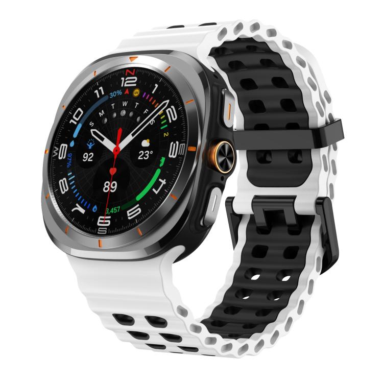 xDfind Black Buckle Ocean Two Color Dual-row Hole Silicone Watch Band, For Samsung Galaxy Watch Ultra 47mm / Ultra 2025, For Samsung Galaxy Watch8 / 8 Classic