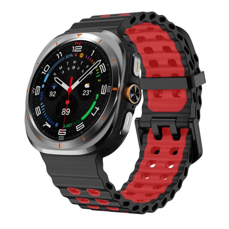 xDfind Black Buckle Ocean Two Color Dual-row Hole Silicone Watch Band, For Samsung Galaxy Watch Ultra 47mm / Ultra 2025, For Samsung Galaxy Watch8 / 8 Classic