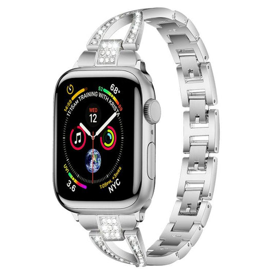 xDfind X-Shaped Single Row Diamond Metal Watch Band, For Apple Watch 42 / 44 / 45 / 46 / 49mm, For Apple Watch 38 / 40 / 41 / S10 42mm