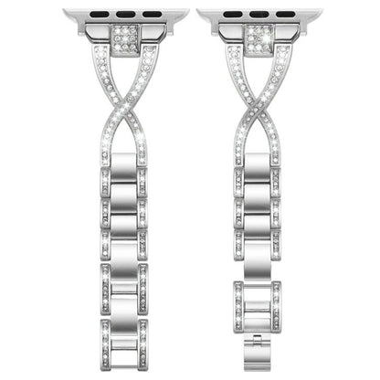 xDfind X-Shaped Single Row Diamond Metal Watch Band, For Apple Watch 42 / 44 / 45 / 46 / 49mm, For Apple Watch 38 / 40 / 41 / S10 42mm