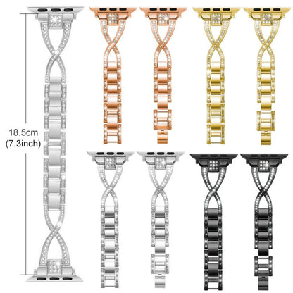 xDfind X-Shaped Single Row Diamond Metal Watch Band, For Apple Watch 42 / 44 / 45 / 46 / 49mm, For Apple Watch 38 / 40 / 41 / S10 42mm