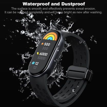 xDfind Holes Magnetic Black Buckle Silicone Watch Band, For Xiaomi Smart Band 10 / 9 / 8