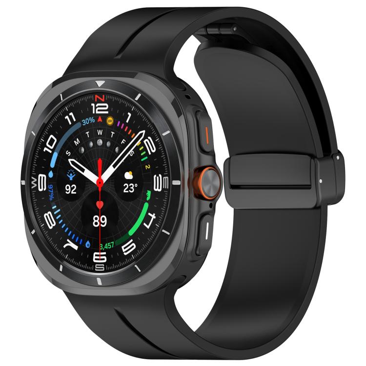 xDfind  Flat Head Groove Folding Black Buckle Silicone Watch Band, For Samsung Galaxy Watch Ultra / Ultra 2025, For Samsung Galaxy Watch8 / 8 Classic, For Samsung Galaxy Watch 7 / 6 / 5 / FE