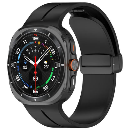 xDfind  Flat Head Groove Folding Black Buckle Silicone Watch Band, For Samsung Galaxy Watch Ultra / Ultra 2025