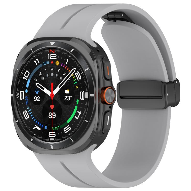 xDfind  Flat Head Groove Folding Black Buckle Silicone Watch Band, For Samsung Galaxy Watch Ultra / Ultra 2025, For Samsung Galaxy Watch8 / 8 Classic, For Samsung Galaxy Watch 7 / 6 / 5 / FE