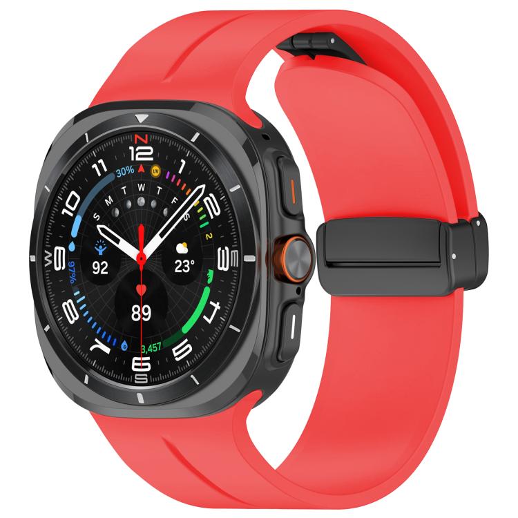 xDfind  Flat Head Groove Folding Black Buckle Silicone Watch Band, For Samsung Galaxy Watch Ultra / Ultra 2025, For Samsung Galaxy Watch8 / 8 Classic, For Samsung Galaxy Watch 7 / 6 / 5 / FE