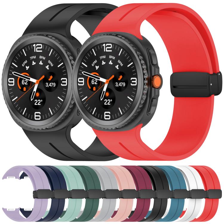 xDfind  Flat Head Groove Folding Black Buckle Silicone Watch Band, For Samsung Galaxy Watch Ultra / Ultra 2025, For Samsung Galaxy Watch8 / 8 Classic, For Samsung Galaxy Watch 7 / 6 / 5 / FE