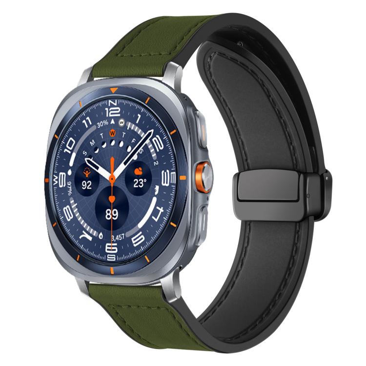 xDfind Crazy Horse Pattern Silicone Skin Magnetic Buckle Watch Band, For Samsung Galaxy Watch Ultra / Ultra 2025, For Samsung Galaxy Watch8 / 8 Classic