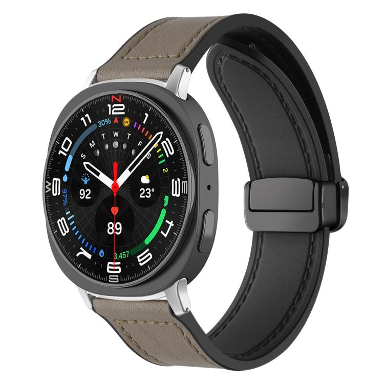 xDfind Crazy Horse Pattern Silicone Skin Magnetic Buckle Watch Band, For Samsung Galaxy Watch Ultra / Ultra 2025, For Samsung Galaxy Watch8 / 8 Classic