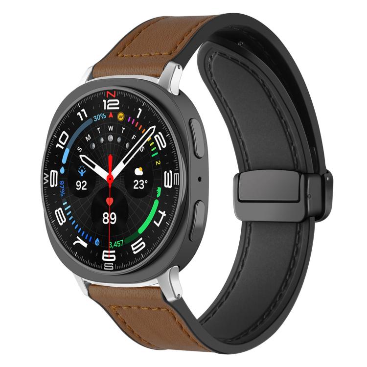 xDfind Crazy Horse Pattern Silicone Skin Magnetic Buckle Watch Band, For Samsung Galaxy Watch Ultra / Ultra 2025, For Samsung Galaxy Watch8 / 8 Classic