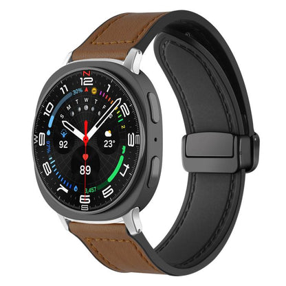 xDfind Crazy Horse Pattern Silicone Skin Magnetic Buckle Watch Band, For Samsung Galaxy Watch Ultra / Ultra 2025, For Samsung Galaxy Watch8 / 8 Classic
