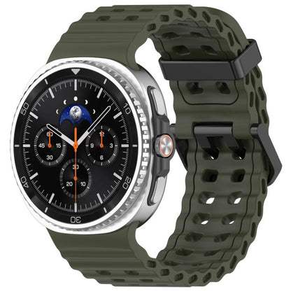 xDfind Black Buckle Ocean Solid Color Dual-row Hole Silicone Watch Band, For Samsung Galaxy Watch8 / 8 Classic