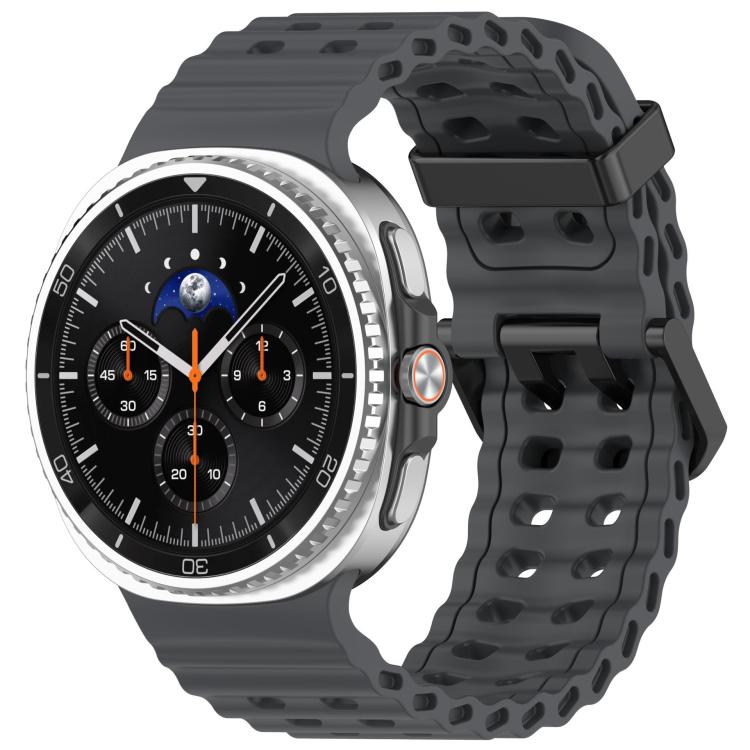 xDfind Black Buckle Ocean Solid Color Dual-row Hole Silicone Watch Band, For Samsung Galaxy Watch8 / 8 Classic