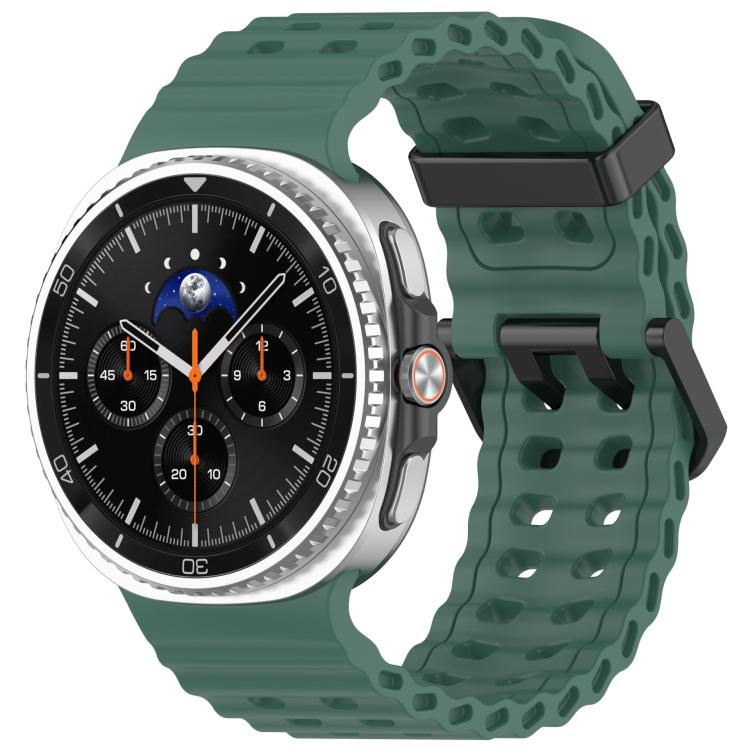 xDfind Black Buckle Ocean Solid Color Dual-row Hole Silicone Watch Band, For Samsung Galaxy Watch8 / 8 Classic