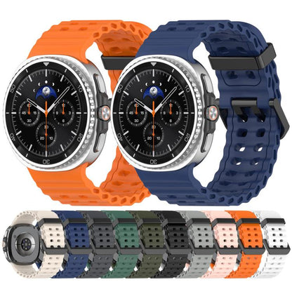 xDfind Black Buckle Ocean Solid Color Dual-row Hole Silicone Watch Band, For Samsung Galaxy Watch8 / 8 Classic